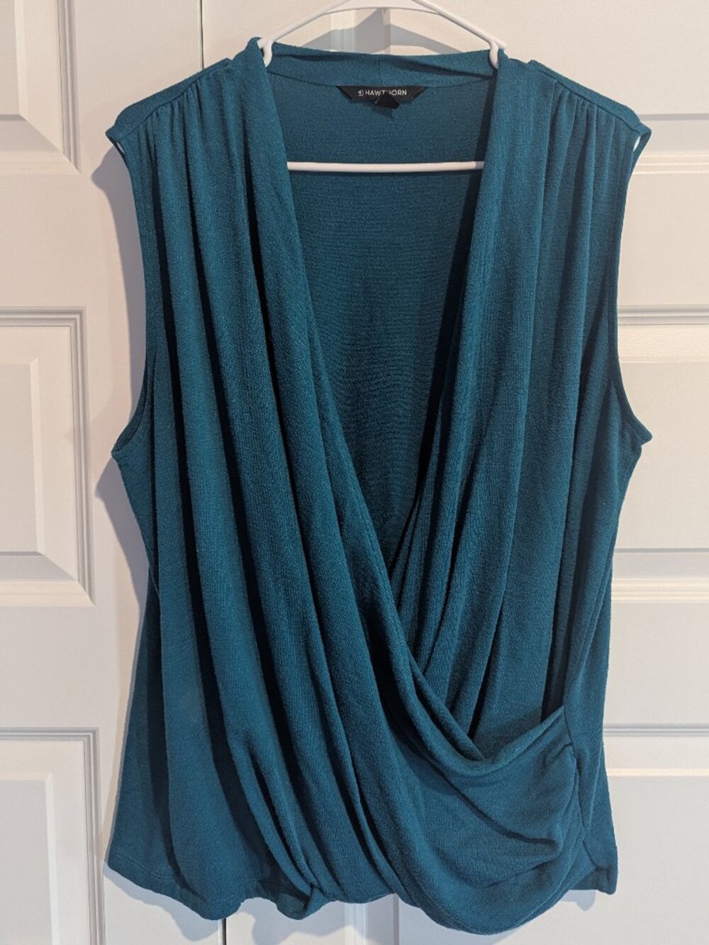 41 Hawthorn - Teal Faux Wrap Sleeveless Top - 3X